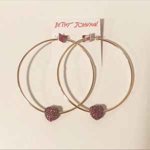 Betsey Johnson Heart Hoop Earrings